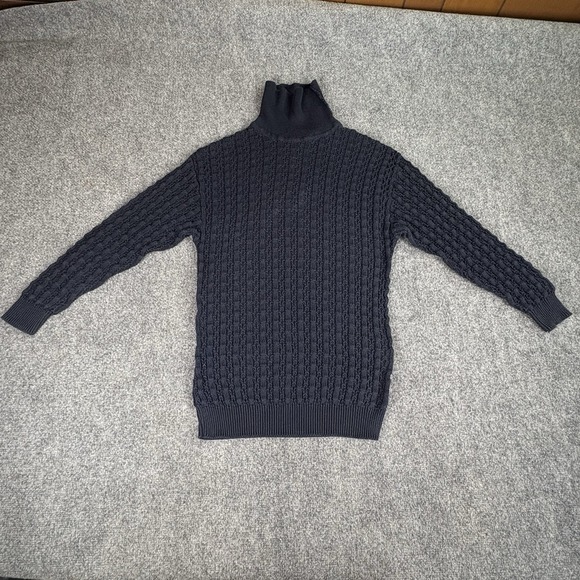 Vintage 90s Pringle of Scotland Turtleneck‎ Sweater Mens M Navy Cable Knit USA - Picture 1 of 13
